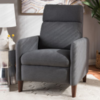 Baxton Studio 1707-Gray Casanova Mid-century Modern Grey Fabric Upholstered Lounge Chair